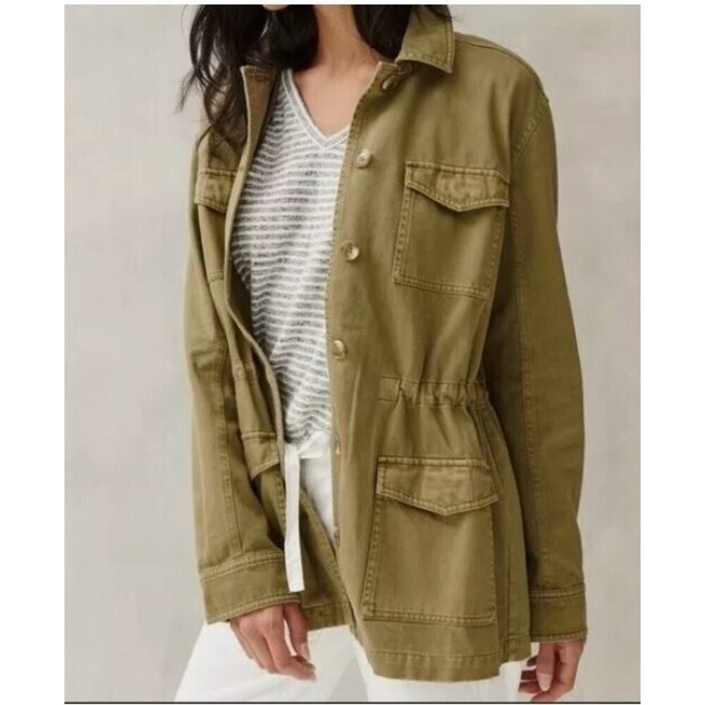 Lucky Brand Explorer Utility Jacket Olive Green Cargo Pockets Womens Size M